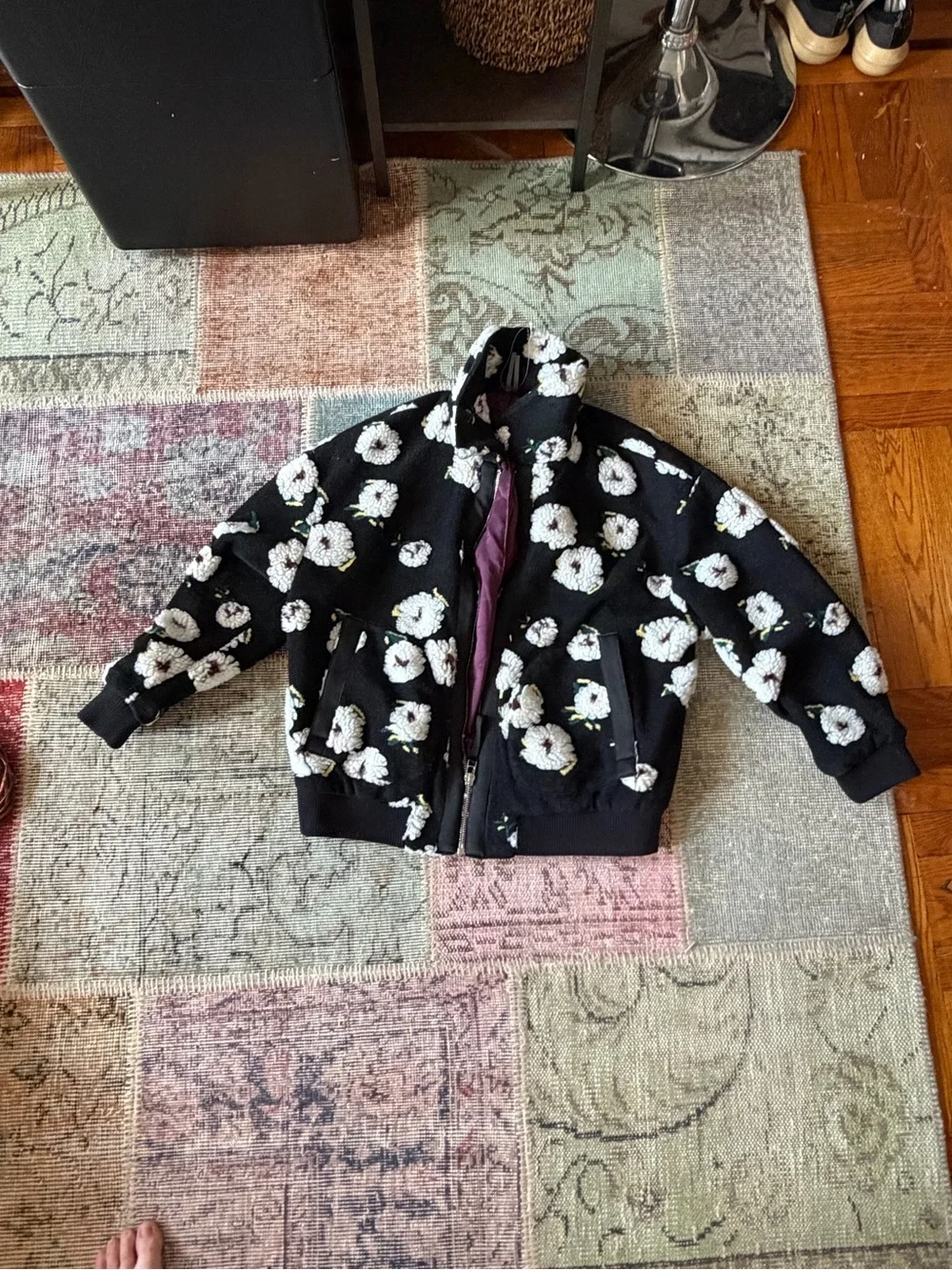 Women’s NWT Anthropologie Black Floral Bomber Jacket
